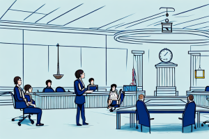 A court room with a judge presiding over a case involving inheritance